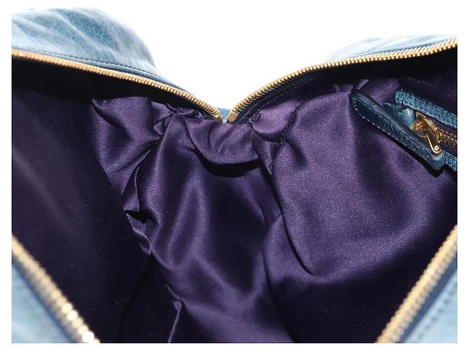 Miu Miu Matelasse Hand Bag Leather 2way Blue Gold - vista 28