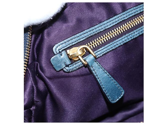 Miu Miu Matelasse Hand Bag Leather 2way Blue Gold - vista 29