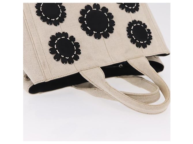 PRADA Canapa MM Hand Bag Canvas Beige Silver - Ansicht 14