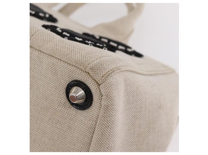 PRADA Canapa MM Hand Bag Canvas Beige Silver - Ansicht 16