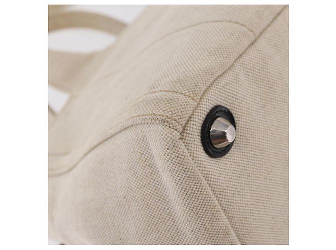 PRADA Canapa MM Hand Bag Canvas Beige Silver - Ansicht 17