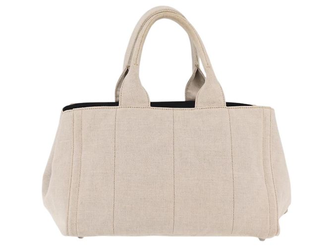 PRADA Canapa MM Hand Bag Canvas Beige Silver - Ansicht 2