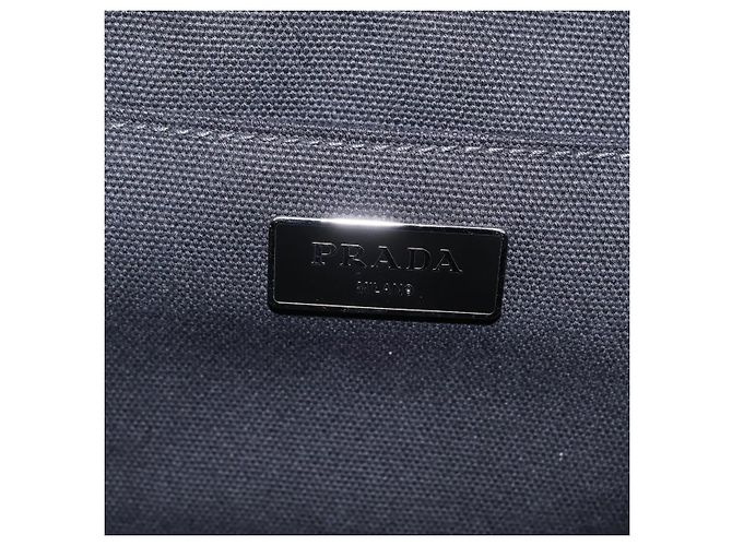 PRADA Canapa MM Hand Bag Canvas Beige Silver - Ansicht 20