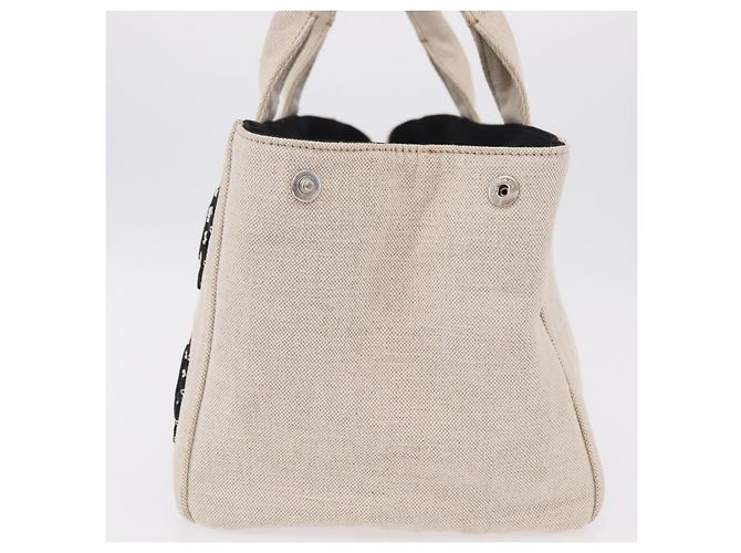PRADA Canapa MM Hand Bag Canvas Beige Silver - Ansicht 3