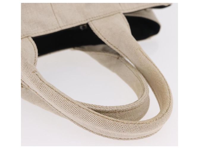 PRADA Canapa MM Hand Bag Canvas Beige Silver - Ansicht 8
