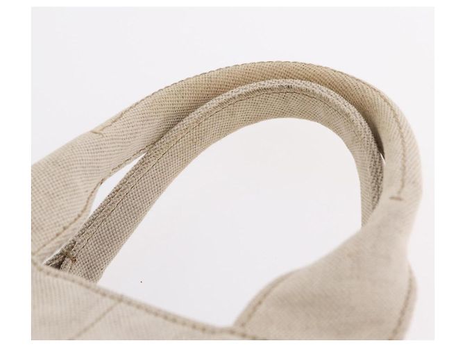 PRADA Canapa MM Hand Bag Canvas Beige Silver - Ansicht 9