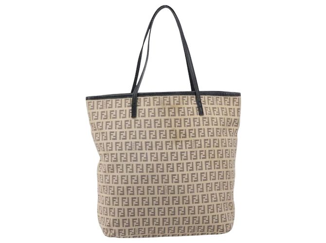 FENDI Zucchino Canvas Tote Bag Beige Silver 8BH074 - vista 13