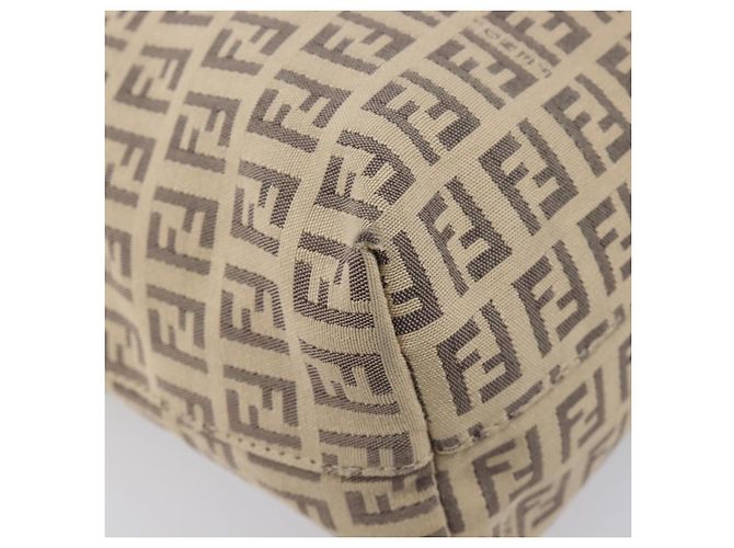 FENDI Zucchino Canvas Tote Bag Beige Silver 8BH074 - vista 16