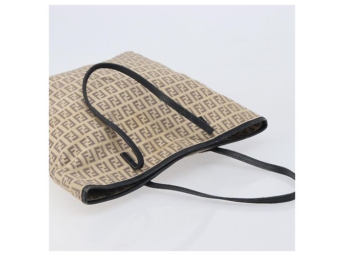 FENDI Zucchino Canvas Tote Bag Beige Silver 8BH074 - vista 6
