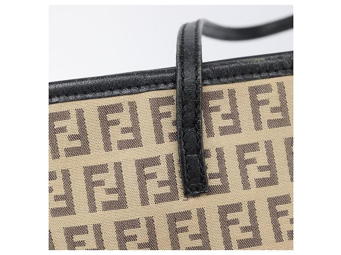 FENDI Zucchino Canvas Tote Bag Beige Silver 8BH074 - vista 8