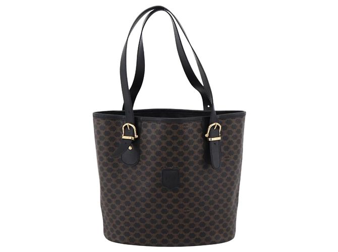 Céline CELINE Macadam Canvas Tote Bag PVC Leather Black Gold - vista 2