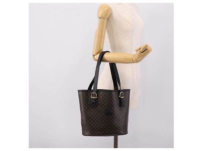 Céline CELINE Macadam Canvas Tote Bag PVC Leather Black Gold - vista 23