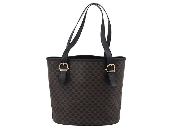 Céline CELINE Macadam Canvas Tote Bag PVC Leather Black Gold - vista 3