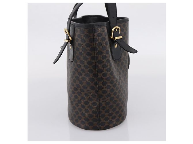 Céline CELINE Macadam Canvas Tote Bag PVC Leather Black Gold - vista 4