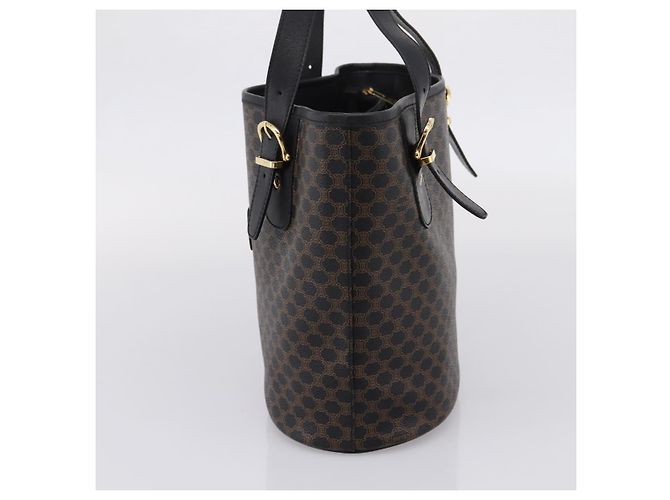 Céline CELINE Macadam Canvas Tote Bag PVC Leather Black Gold - vista 5