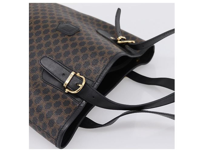 Céline CELINE Macadam Canvas Tote Bag PVC Leather Black Gold - vista 6