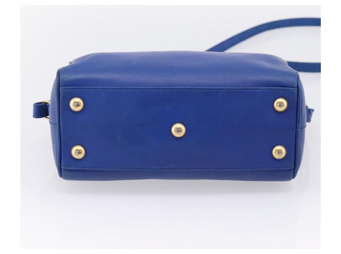 Autre Marque Borsa a mano Saint Laurent Baby Duffel in pelle 2way blu e oro - vista 11