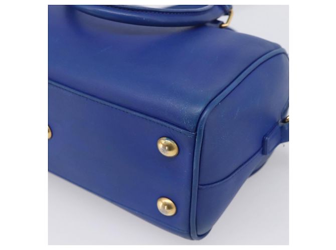 Autre Marque Borsa a mano Saint Laurent Baby Duffel in pelle 2way blu e oro - vista 14