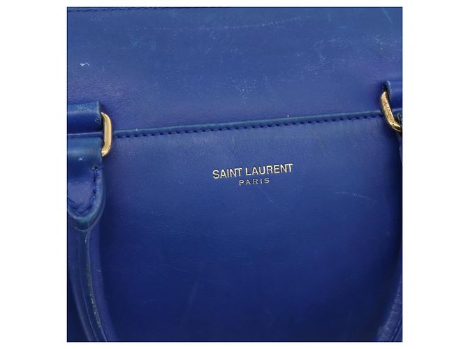 Autre Marque Borsa a mano Saint Laurent Baby Duffel in pelle 2way blu e oro - vista 17