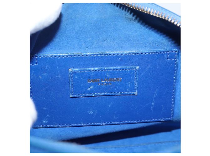 Autre Marque Borsa a mano Saint Laurent Baby Duffel in pelle 2way blu e oro - vista 18