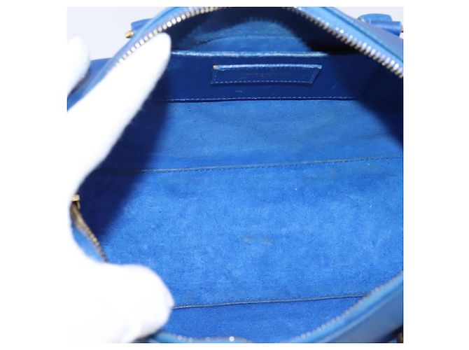 Autre Marque Borsa a mano Saint Laurent Baby Duffel in pelle 2way blu e oro - vista 19