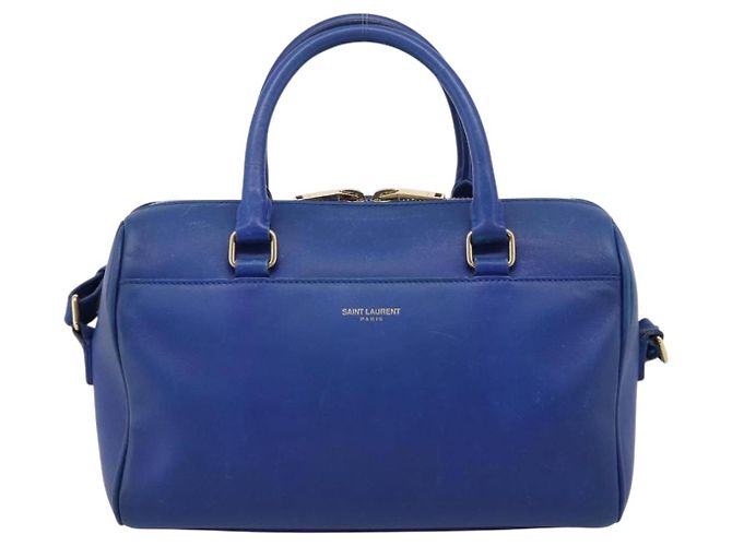 Autre Marque Borsa a mano Saint Laurent Baby Duffel in pelle 2way blu e oro - vista 2