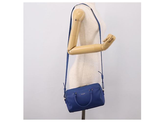 Autre Marque Borsa a mano Saint Laurent Baby Duffel in pelle 2way blu e oro - vista 24