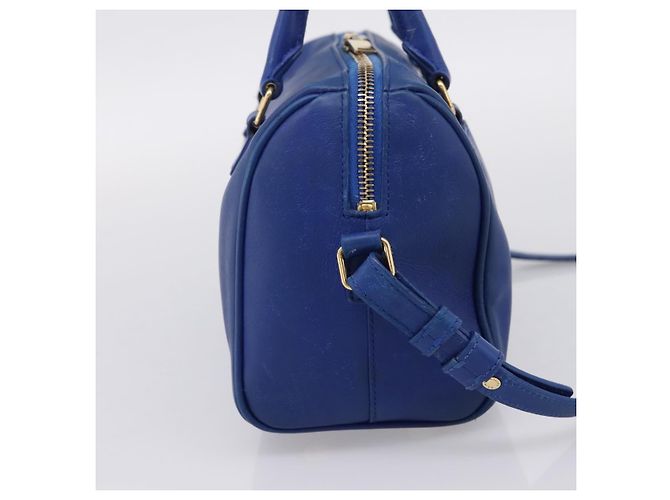 Autre Marque Borsa a mano Saint Laurent Baby Duffel in pelle 2way blu e oro - vista 4