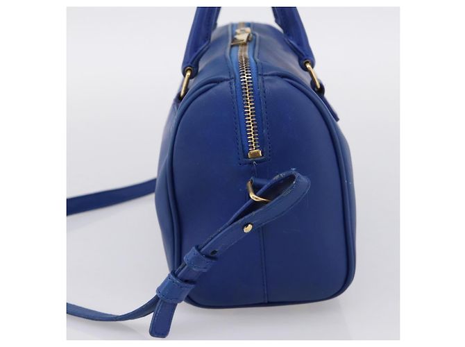 Autre Marque Borsa a mano Saint Laurent Baby Duffel in pelle 2way blu e oro - vista 5