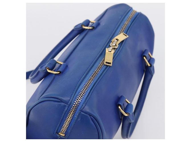 Autre Marque Borsa a mano Saint Laurent Baby Duffel in pelle 2way blu e oro - vista 6