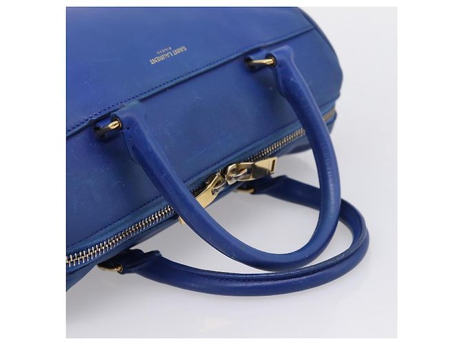 Autre Marque Borsa a mano Saint Laurent Baby Duffel in pelle 2way blu e oro - vista 7