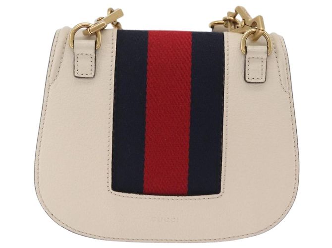 GUCCI Sherry Line Shoulder Bag Leather Ivory Gold - vista 3