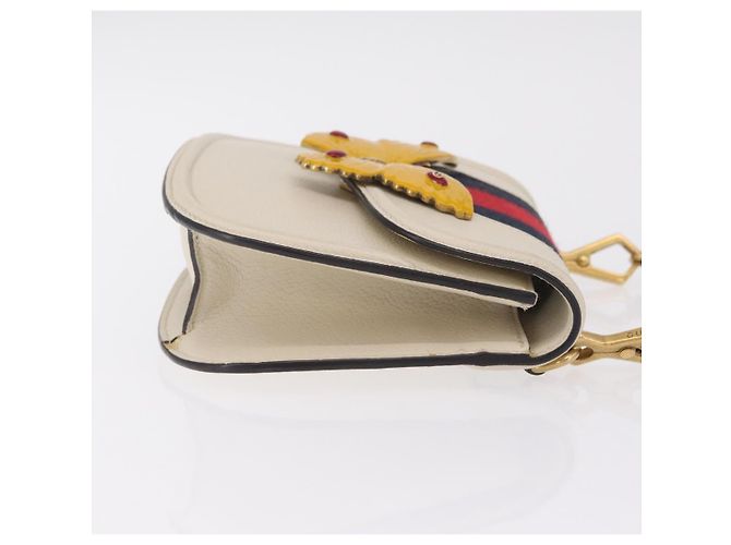 GUCCI Sherry Line Shoulder Bag Leather Ivory Gold - vista 4