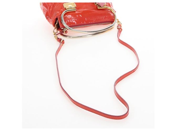 Miu Miu Hand Bag Patent leather 2way Orange Gold - vista 10