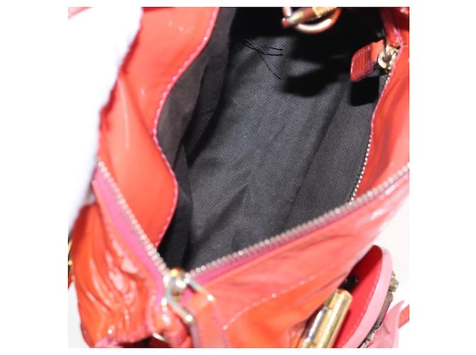 Miu Miu Hand Bag Patent leather 2way Orange Gold - vista 11