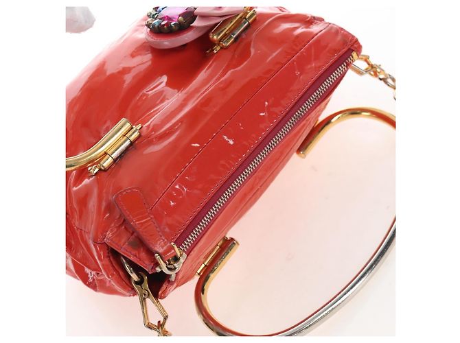 Miu Miu Hand Bag Patent leather 2way Orange Gold - vista 14