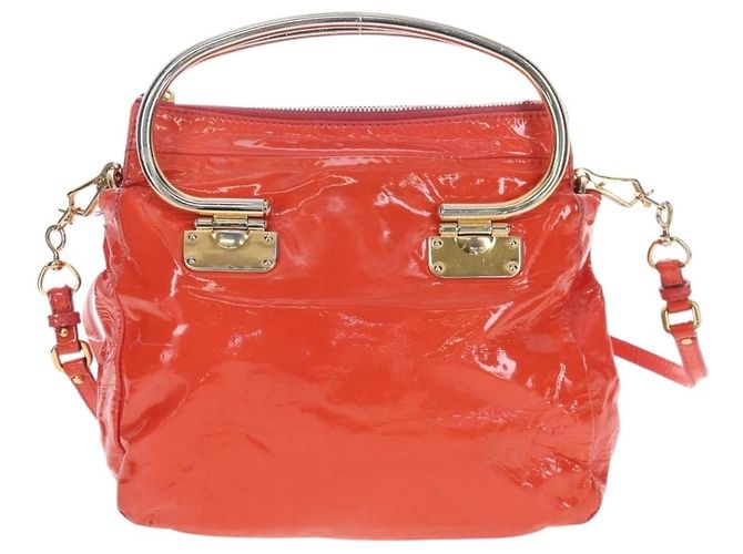 Miu Miu Hand Bag Patent leather 2way Orange Gold - vista 2