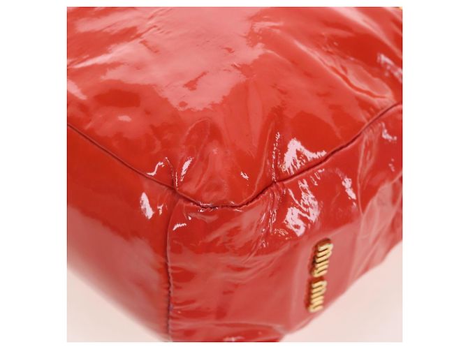 Miu Miu Hand Bag Patent leather 2way Orange Gold - vista 23
