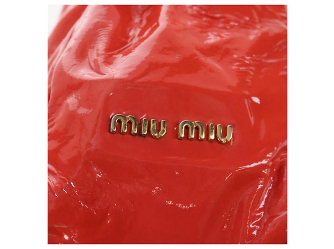 Miu Miu Hand Bag Patent leather 2way Orange Gold - vista 26