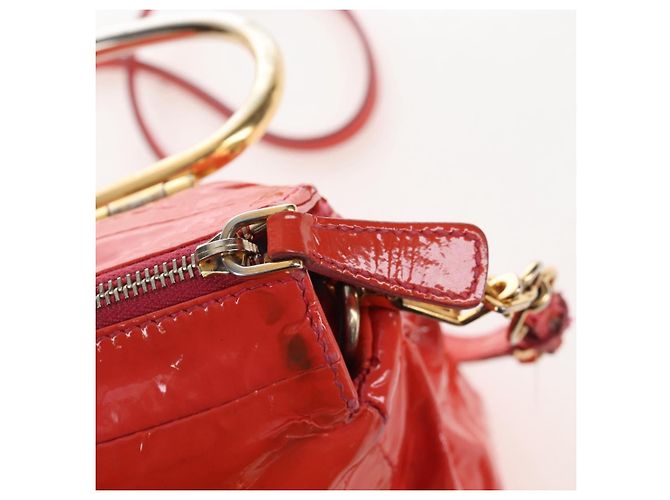 Miu Miu Hand Bag Patent leather 2way Orange Gold - vista 30