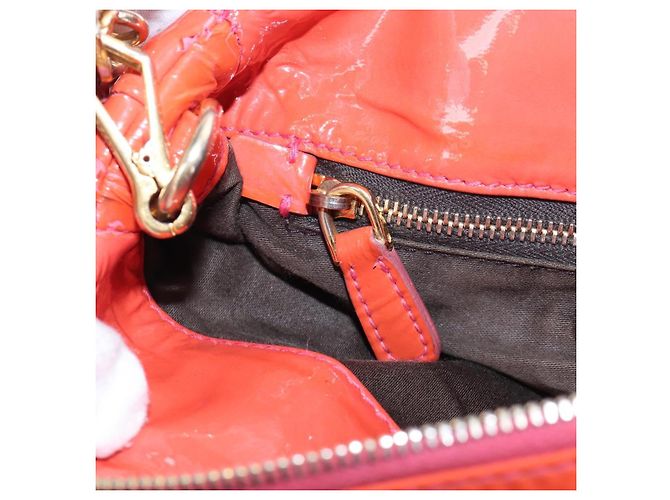 Miu Miu Hand Bag Patent leather 2way Orange Gold - vista 34