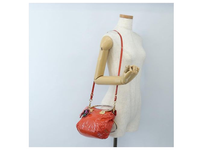 Miu Miu Hand Bag Patent leather 2way Orange Gold - vista 36