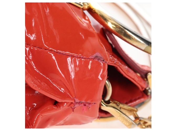 Miu Miu Hand Bag Patent leather 2way Orange Gold - vista 6