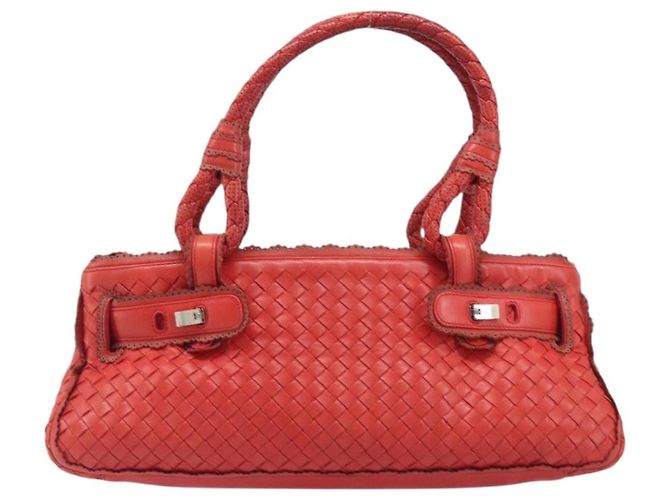 Bottega Veneta INTRECCIATO Hand Bag Leather Red Silver - vista 13