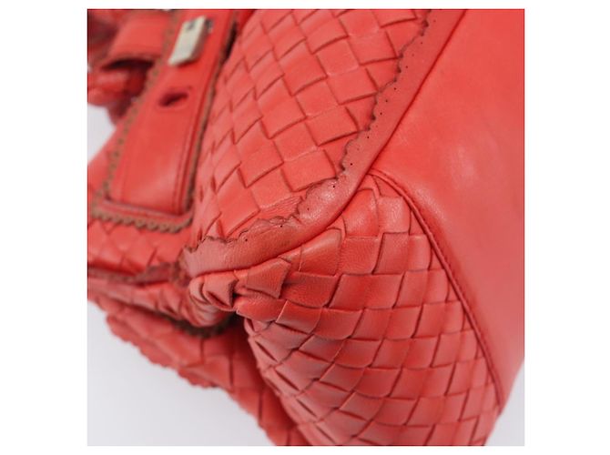 Bottega Veneta INTRECCIATO Hand Bag Leather Red Silver - vista 14