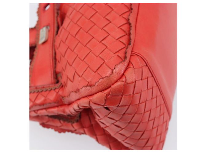Bottega Veneta INTRECCIATO Hand Bag Leather Red Silver - vista 16