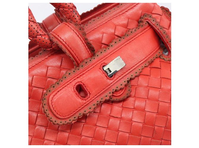 Bottega Veneta INTRECCIATO Hand Bag Leather Red Silver - vista 17