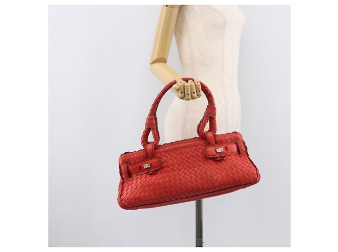 Bottega Veneta INTRECCIATO Hand Bag Leather Red Silver - vista 23