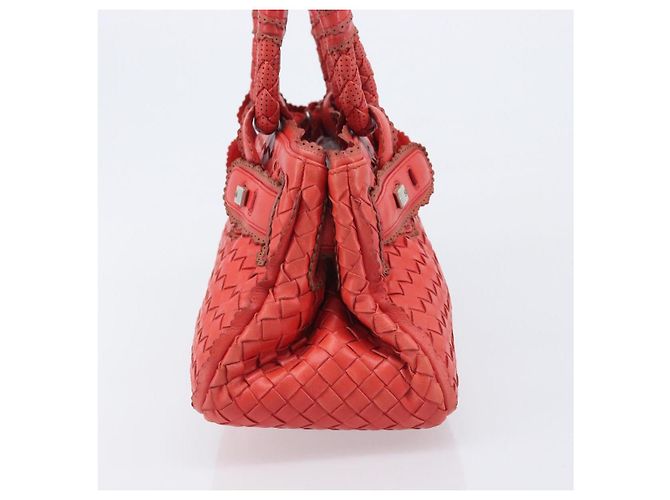 Bottega Veneta INTRECCIATO Hand Bag Leather Red Silver - vista 3