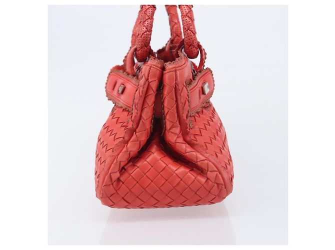 Bottega Veneta INTRECCIATO Hand Bag Leather Red Silver - vista 4